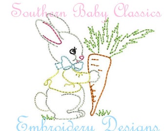 Vintage Easter Bunny Rabbit Digital Design File Embroidery Machine Bean