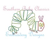 Caterpillar Bug Vintage Stitch Design File for Embroidery Machine Instant Download Cute Baby Boy Girl Back to School Kindergarten Hungry