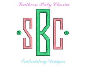 Decor Monogram Font with Dot Design File for Embroidery Machine Monogram Instant Download 2 and 3 Inches