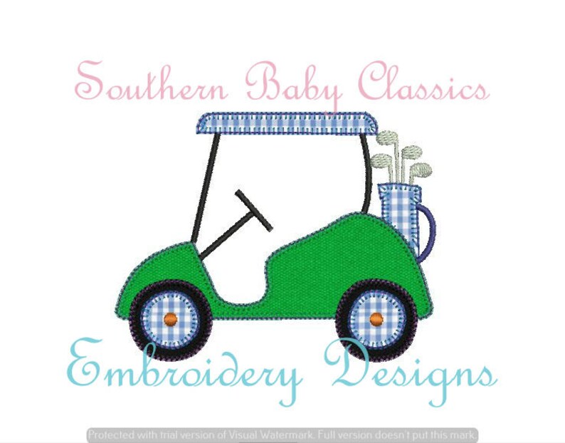 Golf Cart Blanket Applique Design File for Embroidery Machine Etsy