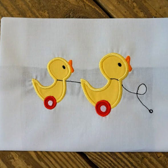 Ducks Vintage Pull Toy Applique Design File for Embroidery Etsy