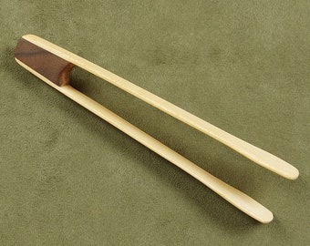 Short Toast Tongs with Black Walnut insert, Blades in Maple