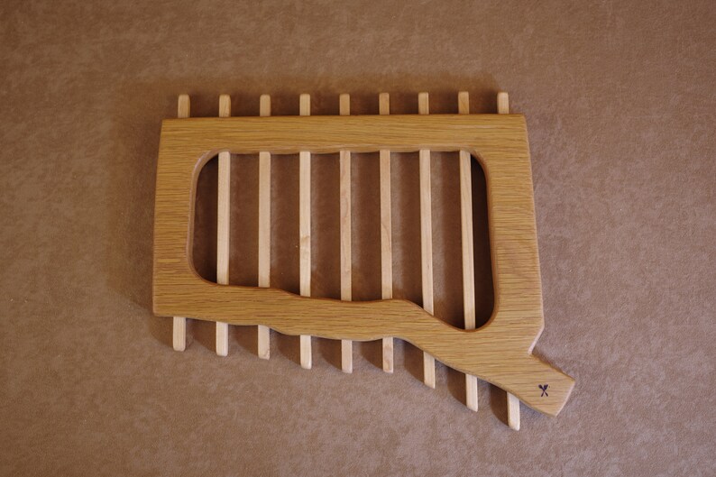 State Of Connecticut Trivet With Oak Base and Maple Slats image 3