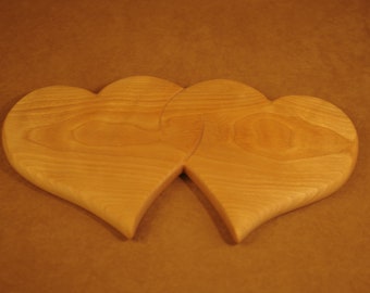 Double Heart Serving Board in Red Birch