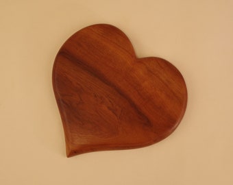 Heart-Shaped Serving Board in Curly Cherry