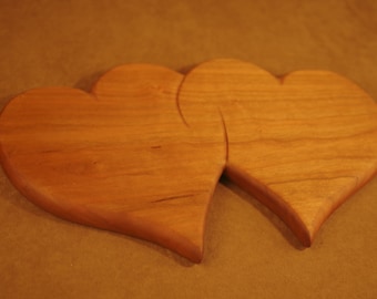 Double Heart Serving Board in Wild-Grained Cherry