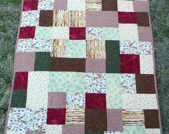 Cottagecore Bunny Rabbit Quilt, Patchwork Throw Blanket, Farmhouse Cozy Gift
