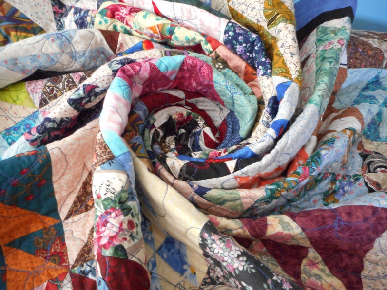Scrappy Patchwork Throw Quilt: Handmade Calico Floral Lap Blanket (48 ...