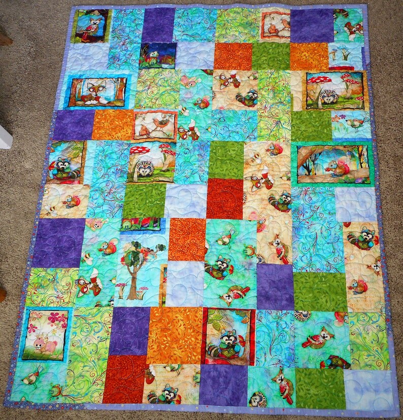 Woodland animals baby quilt forest creatures nursery bedding Etsy