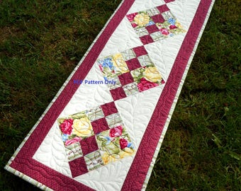 PDF Table Runner Quilt Pattern, Digital downloadable pattern, quilted table runner, learn to quilt, Jewel of the Lakes, Sew Ever After quilt