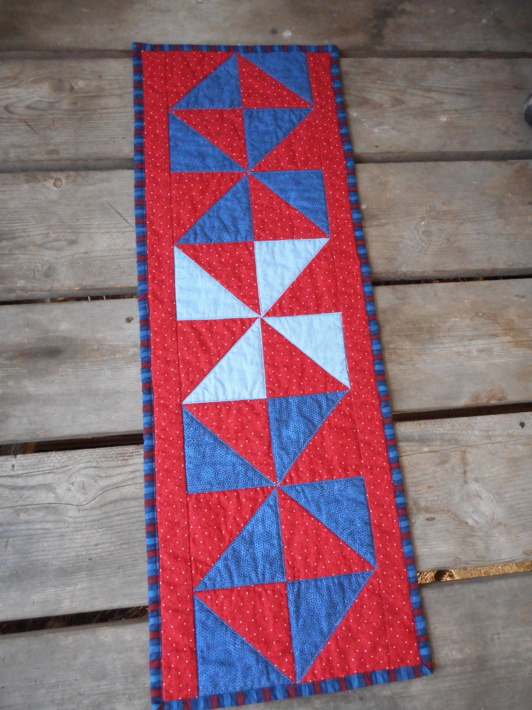 Red White Blue Quilted Table Runner, Patriotic Decor - Etsy