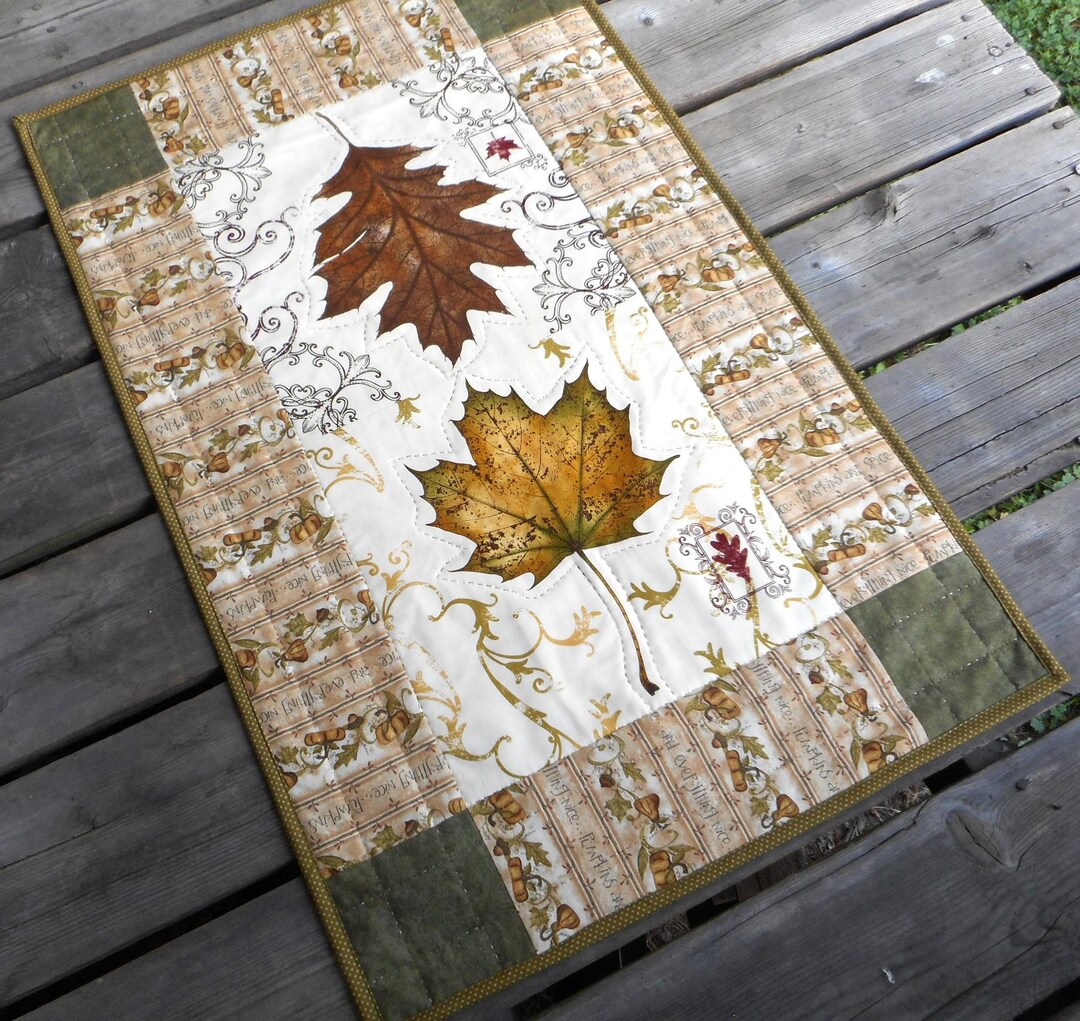 Fall Leaves Quilted Table Runner: Handmade Patchwork Autumn Decor - Etsy