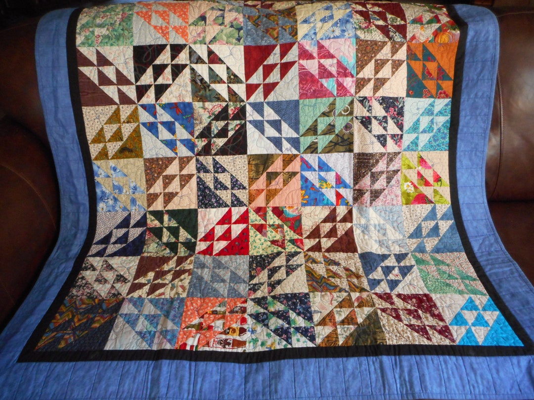 Scrappy Patchwork Throw Quilt: Handmade Calico Floral Lap Blanket (48 ...