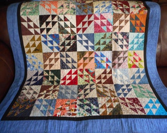 Scrappy Patchwork Throw Quilt: Handmade Calico Floral Lap Blanket (48.5x61)