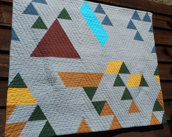 Geometric Quilted Wall Hanging: Modern Triangle Fiber Art