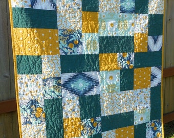 Boho Baby Quilt: Floral Patchwork, Aztec Tribal Nursery Bedding