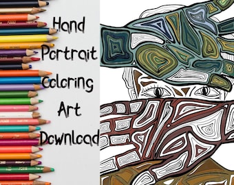 Hands Coloring Page Art/ Instant Download / Coloring Art Printable