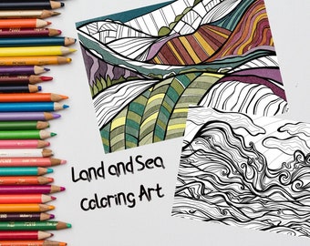 Coloring Pages / Coloring Art / Land and Sea / Adult Coloring Book