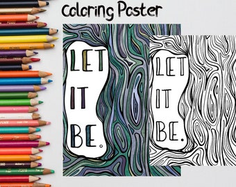 Let It Be Coloring Page Art/ Song Lyric / Instant Download / Coloring Art Printable