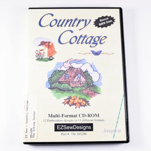 12 &quot;Country Cottage&quot; Machine Embroidery Designs on CD in 11 File Formats - EZ Sew
