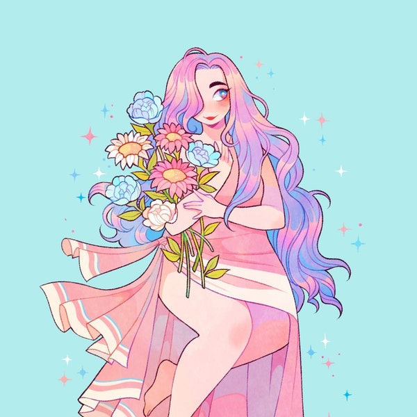 Our Lady Of The Pink White And Blue - Trans Flag Art Print
