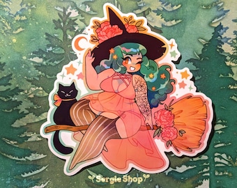 Peony Witch Sticker