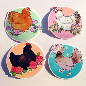 Floral Chicken Sticker Set image 1