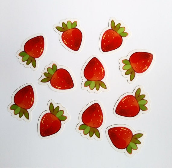 Glossy Strawberry Stickers 