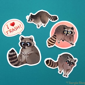 かわいいアライグマのステッカーセット