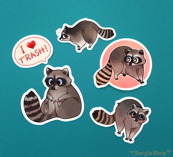Cute Raccoons Sticker Set Etsy