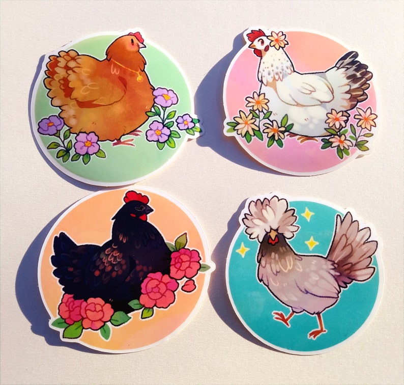 Floral Chicken Sticker Set image 1