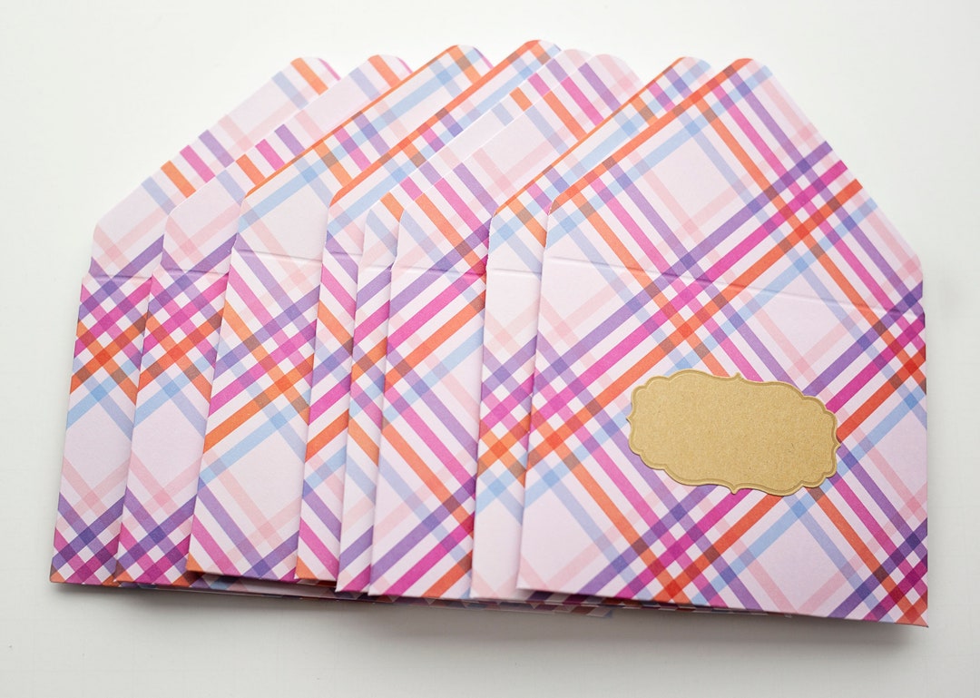 Pink Plaid Envelopes, Tip Envelopes, Housekeeping, Thank You, Small