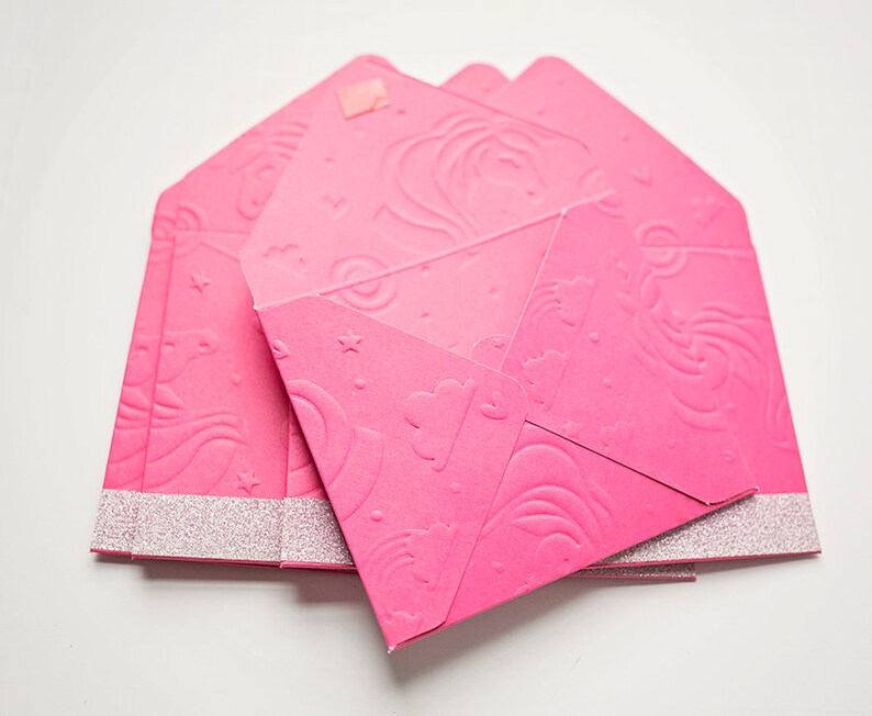 unicorn pink envelopes tip envelopes housekeeping thank you etsy