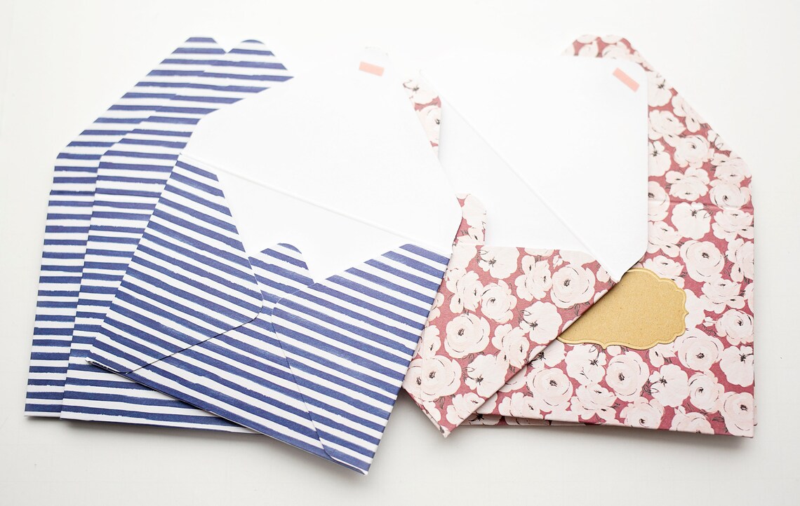 Flower and Stripes Envelopes Tip Envelopes Housekeeping Etsy