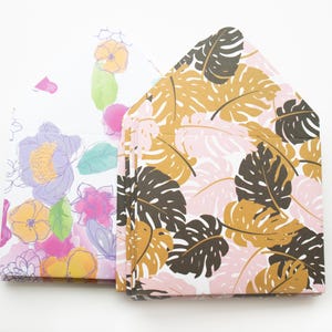 Mélange de feuilles de palmier, fleurs lumineuses, enveloppes, enveloppes pour pourboires, entretien ménager, merci, petites enveloppes, cadeau, enveloppe pour carte-cadeau, espèces, rose