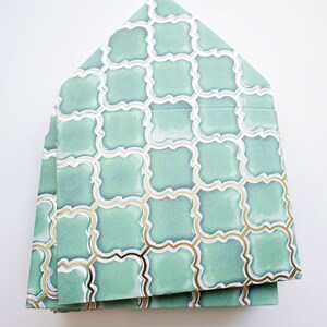 Groene Arabesque tegelenveloppen, tipenveloppen, huishouding, bedankt, kleine enveloppen, feestgunst, cadeaukaartenvelop, goud