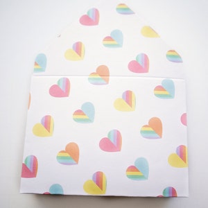 Enveloppes rayées coeurs arc-en-ciel, enveloppes pour pointes, entretien ménager, petites enveloppes, cadeau, enveloppe pour carte-cadeau