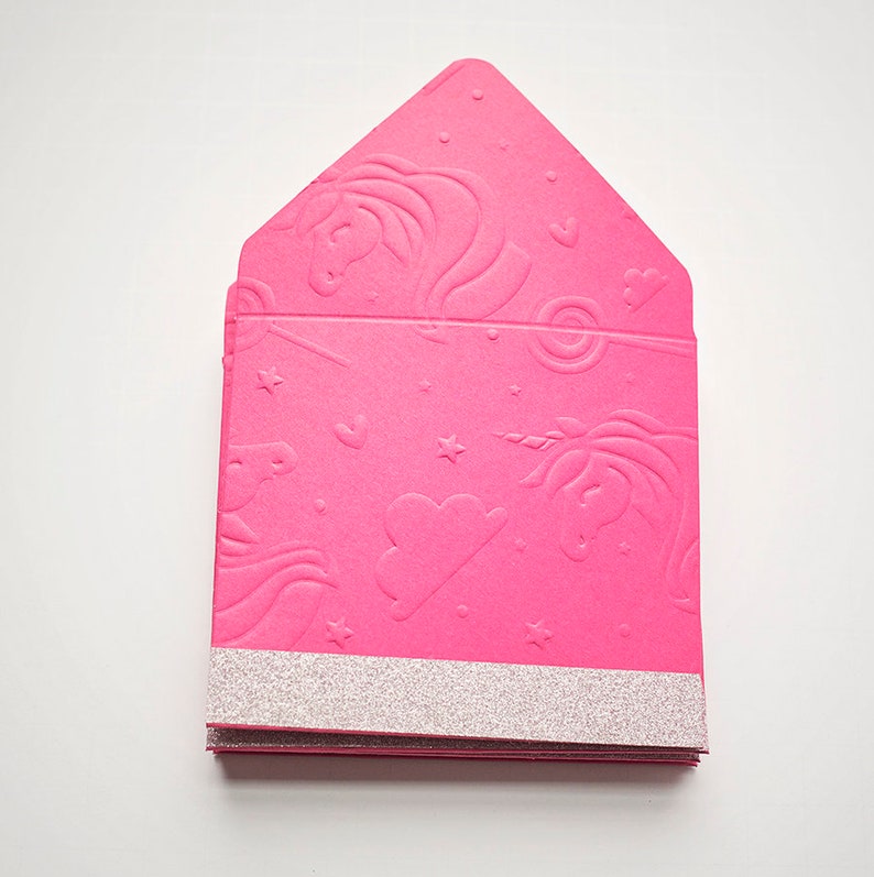 unicorn pink envelopes tip envelopes housekeeping thank you etsy