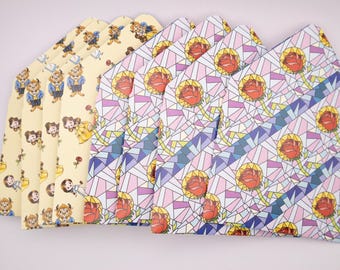 Buste Belle Roses, set da 8 buste con punta, per pulizie domestiche, viaggi, custodia del mouse, biglietto regalo