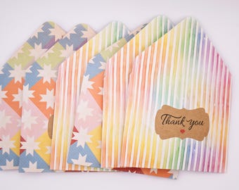 Rainbow Stars Stripes Envelopes Set of 6, tip, housekeeping, gratuity, gift card holder