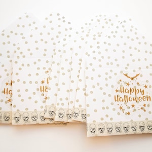 Enveloppes Happy Halloween Gold Polka Dot, enveloppes pour pointes, têtes de mort, merci, petites enveloppes, cadeau, carte-cadeau/pourboire, chauves-souris, orange