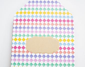 Rainbow Checkers Envelopes, tip envelopes, housekeeping, small envelopes, gratuity, gift card envelope, thank you, appreciation cash