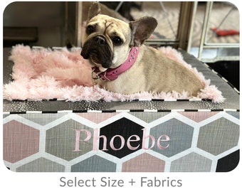 Luxury Pink Dog Bed with Personalized Name Embroidery, Sizes Small to X-Large