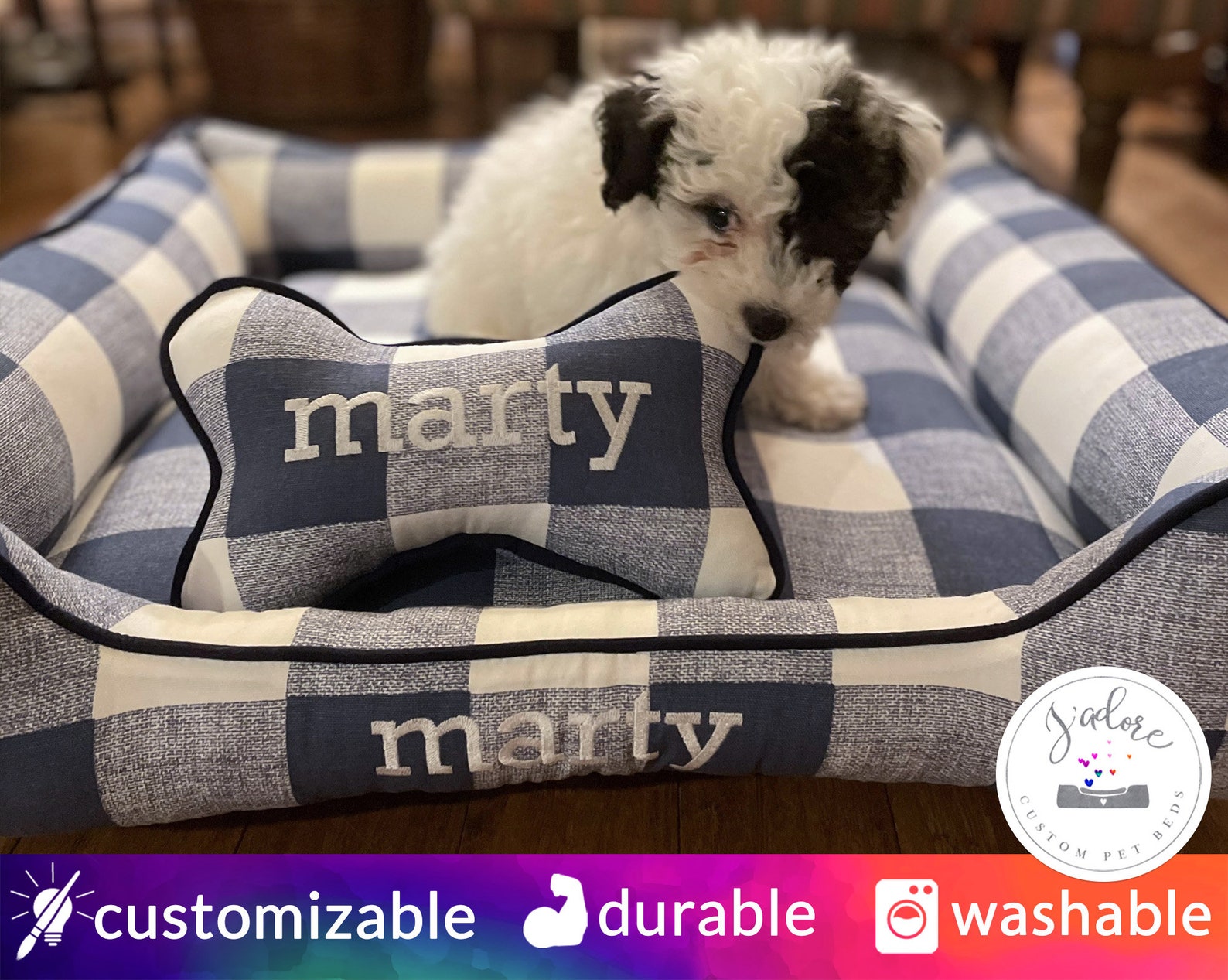Buffalo Plaid Sofa Pet Bed, 30-in x 24-in