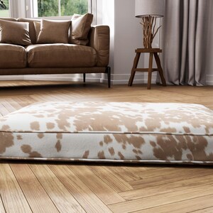 Udder Palomino vegan cowhide dog bed cushion