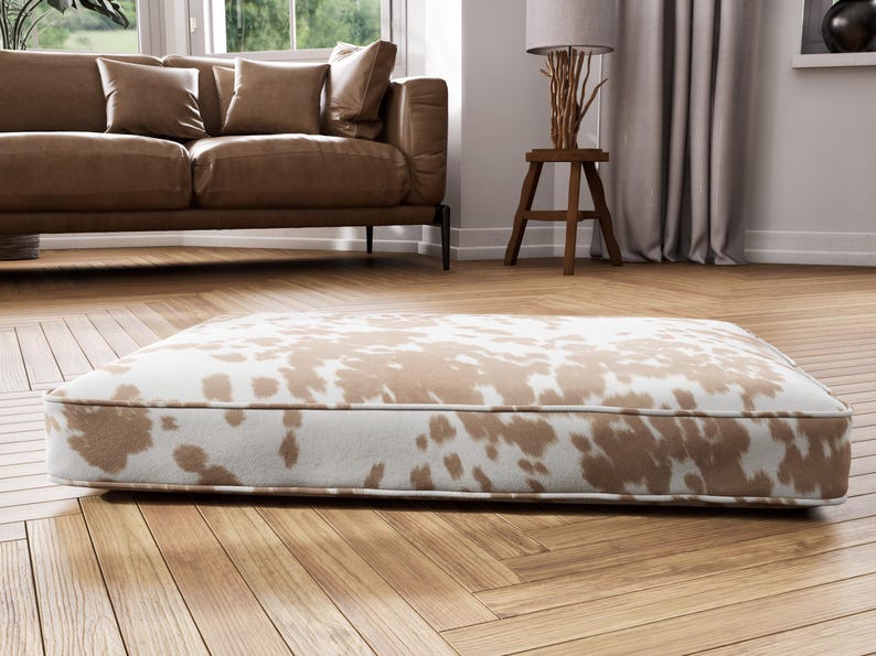 Udder Palomino vegan cowhide dog bed cushion