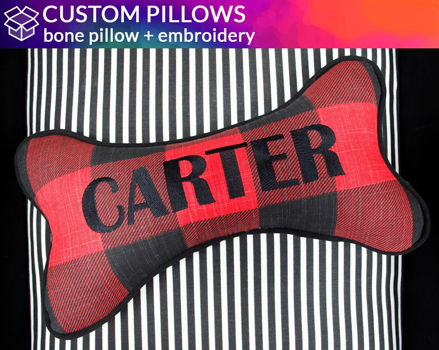 personalized dog bone pillow