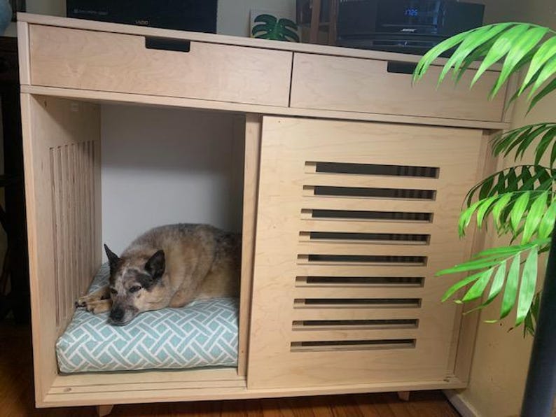 custom size dog bed to fit wood crate