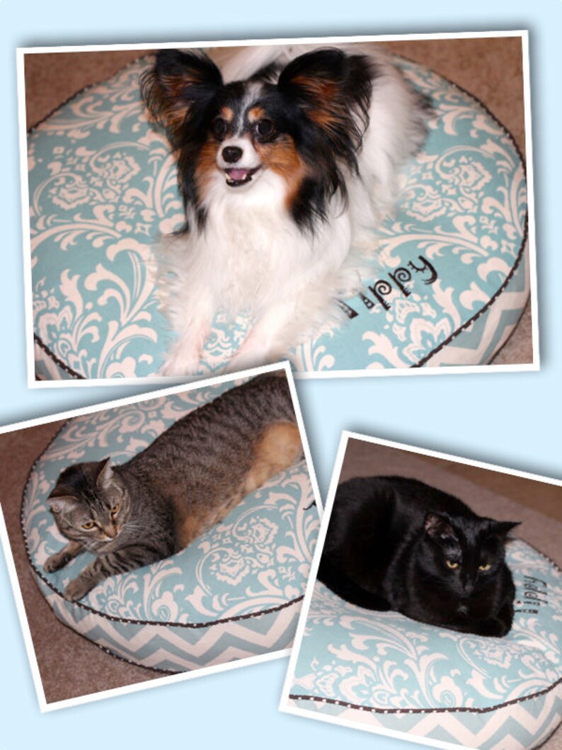 Large Round Dog Bed With Insert Black Chartreuse Paisley Etsy