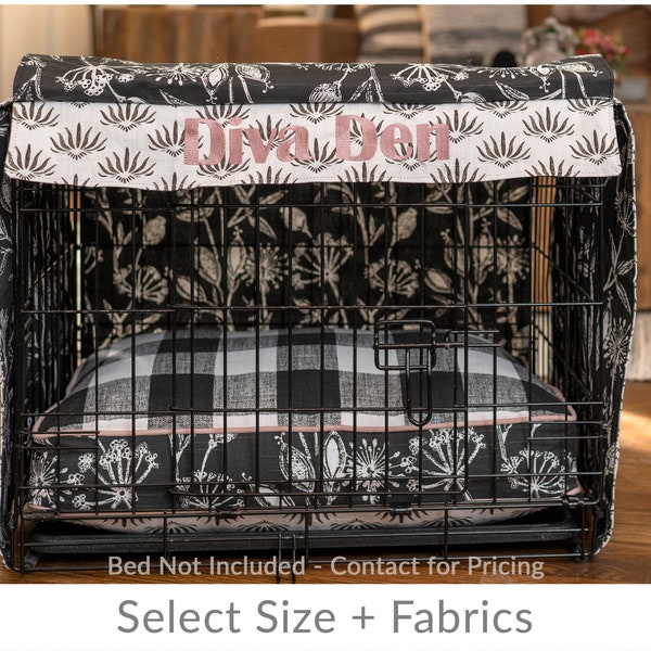 Reversible Dog Crate Cover with Name Embroidery, Handmade Custom Kennel Cover, Small to Extra Large